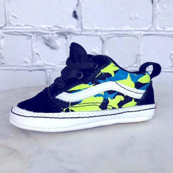 Vans Off The Wall Baby Infant Slip-On Baby Skater Multicolor Camo Shark Shoes 4 - Picture 5 of 11
